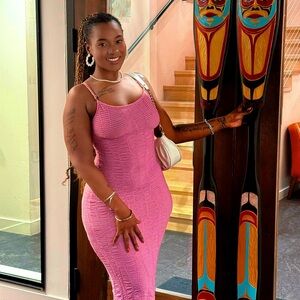 Fashion Nova Vibrant Pink Midi Dress